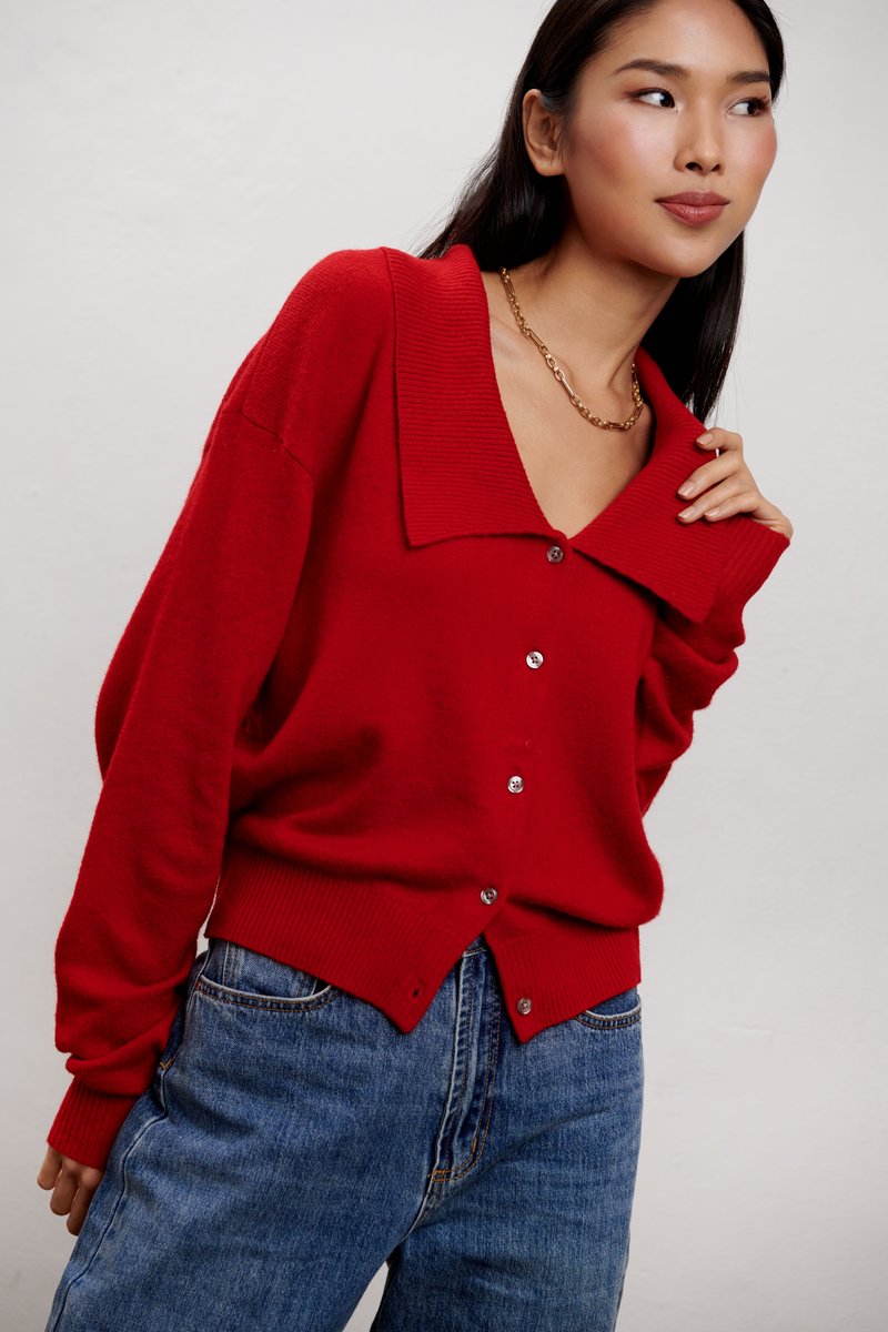 Chloe Collared Cardigan - Yellow