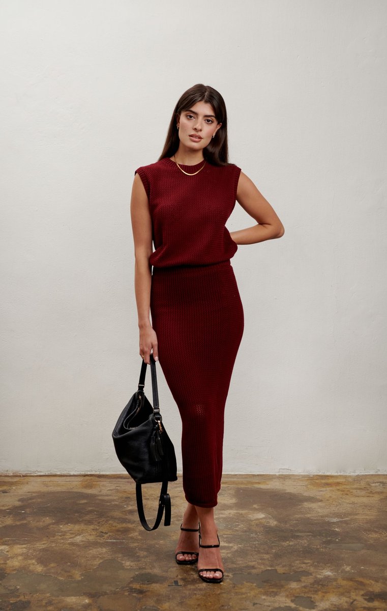 Nina Midi Skirt - Burgundy