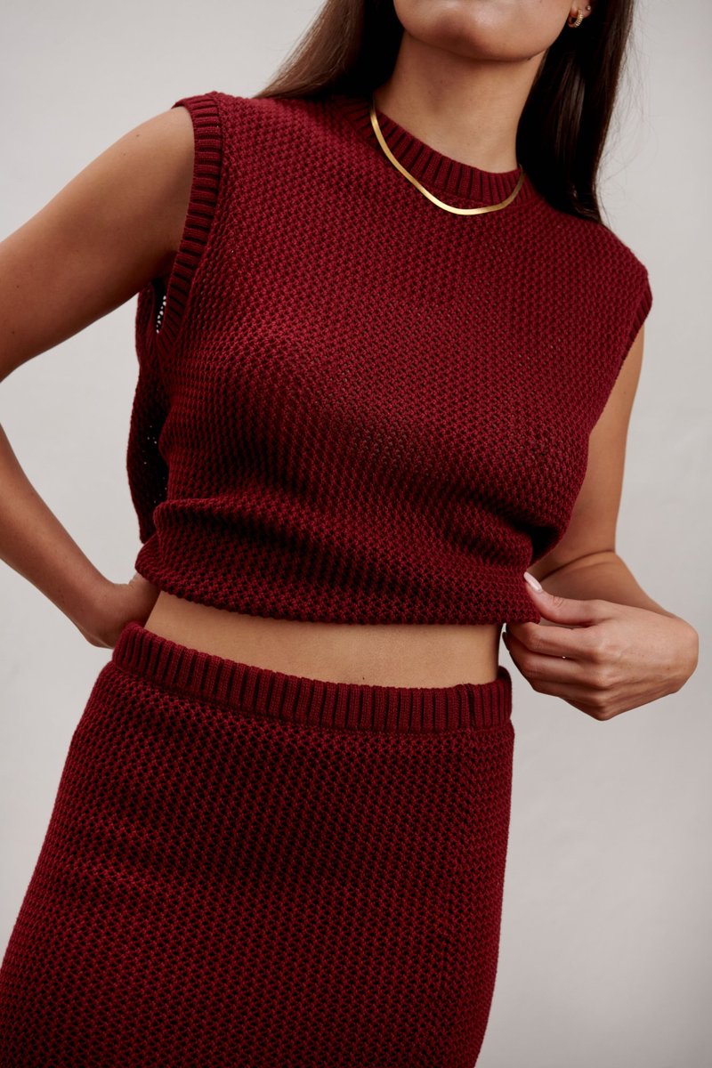 Nina Midi Skirt - Burgundy