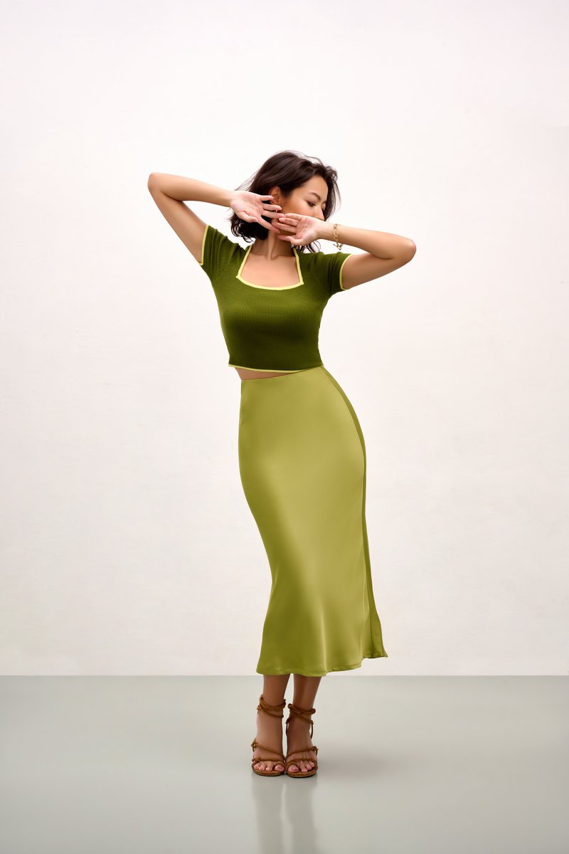 Ella Square Neck Top - Green