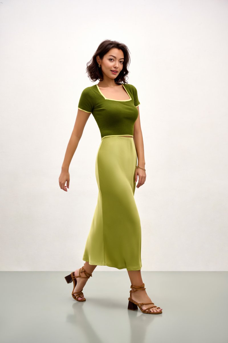 Ella Square Neck Top - Green