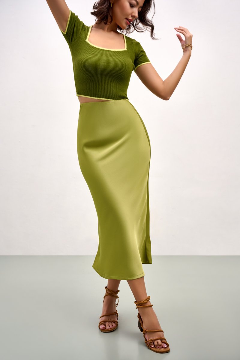 Ella Square Neck Top - Green