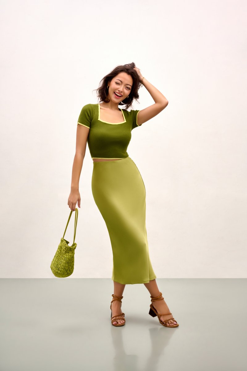 Ella Square Neck Top - Green