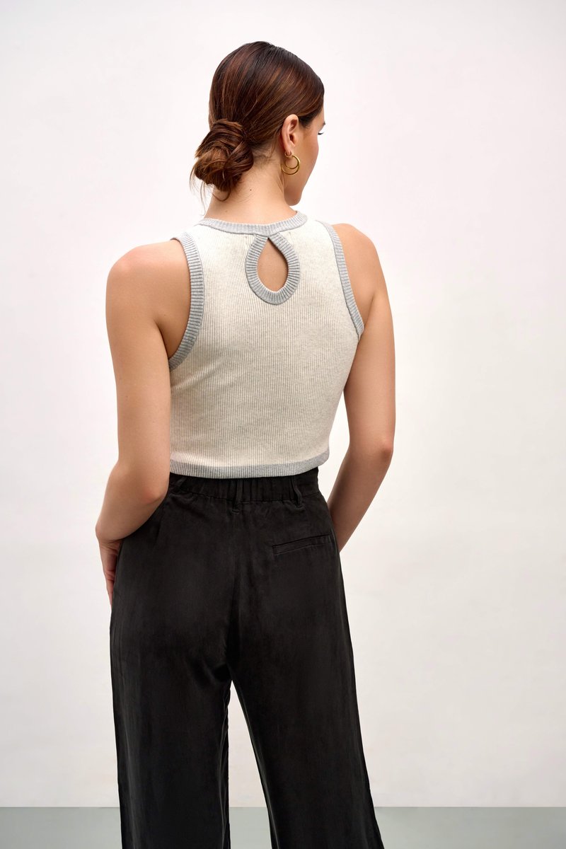 Izzy Contrast Tank Top - Grey