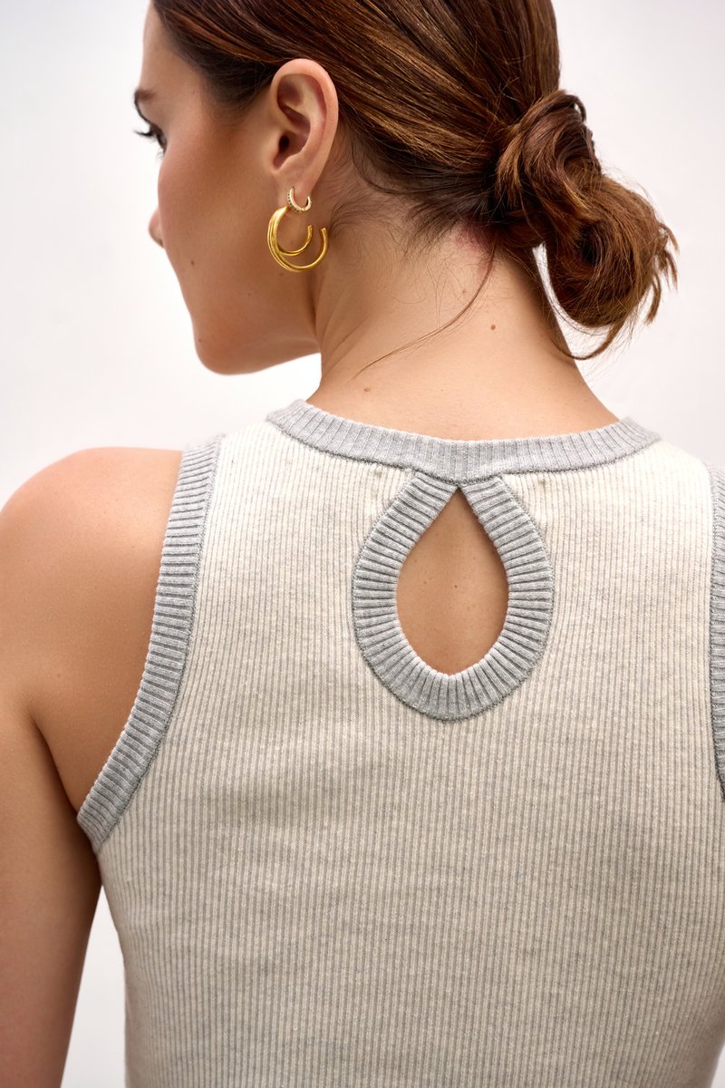 Izzy Contrast Tank Top - Grey