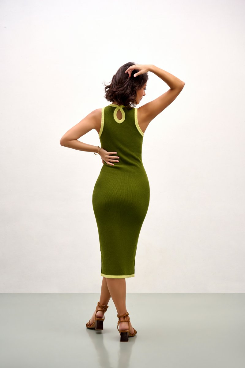 Aria Knit Tank Dress - Contrast Green