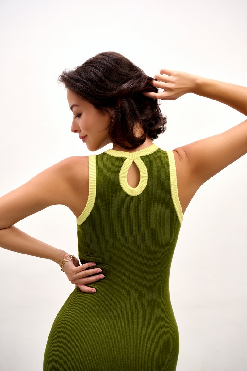 Aria Knit Tank Dress - Contrast Green