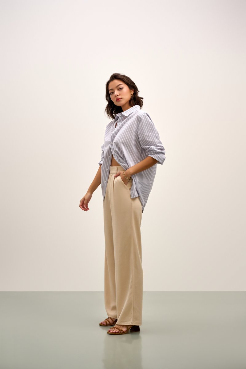 Avery Button Down - Grey White Stripe
