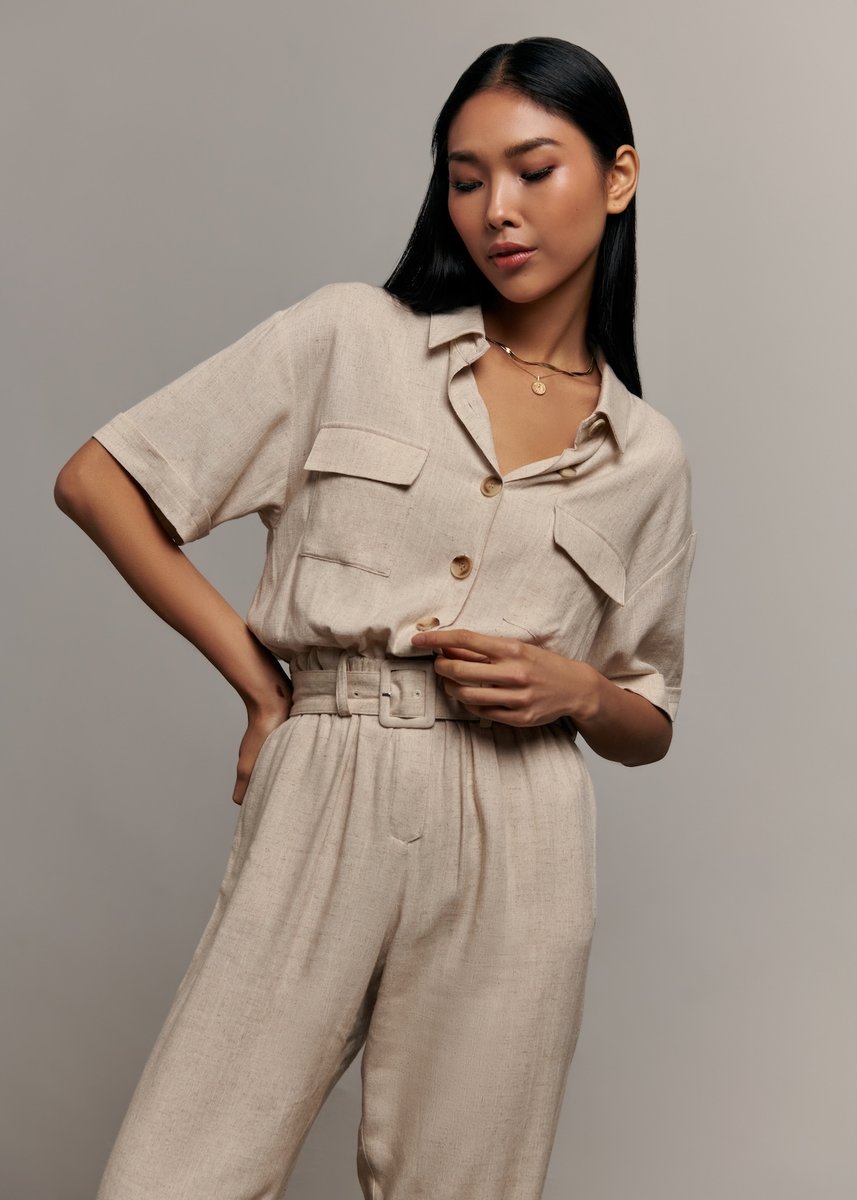 Lana Jumpsuit - Beige Brown