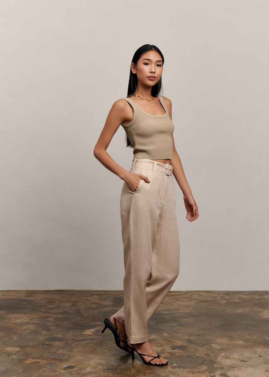 Jasper Linen Pant - Beige Brown