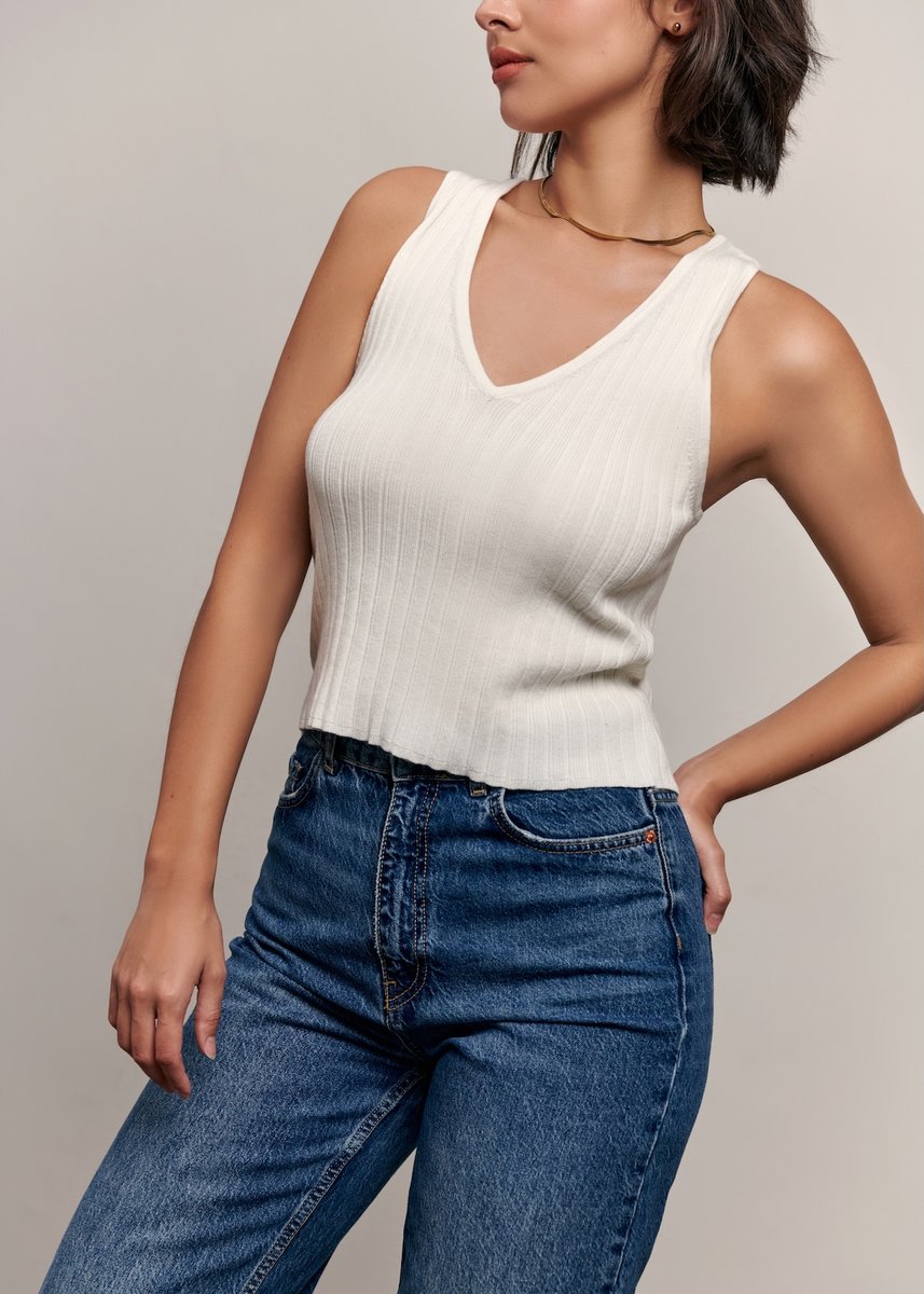 Lara V-neck Tank Top - White