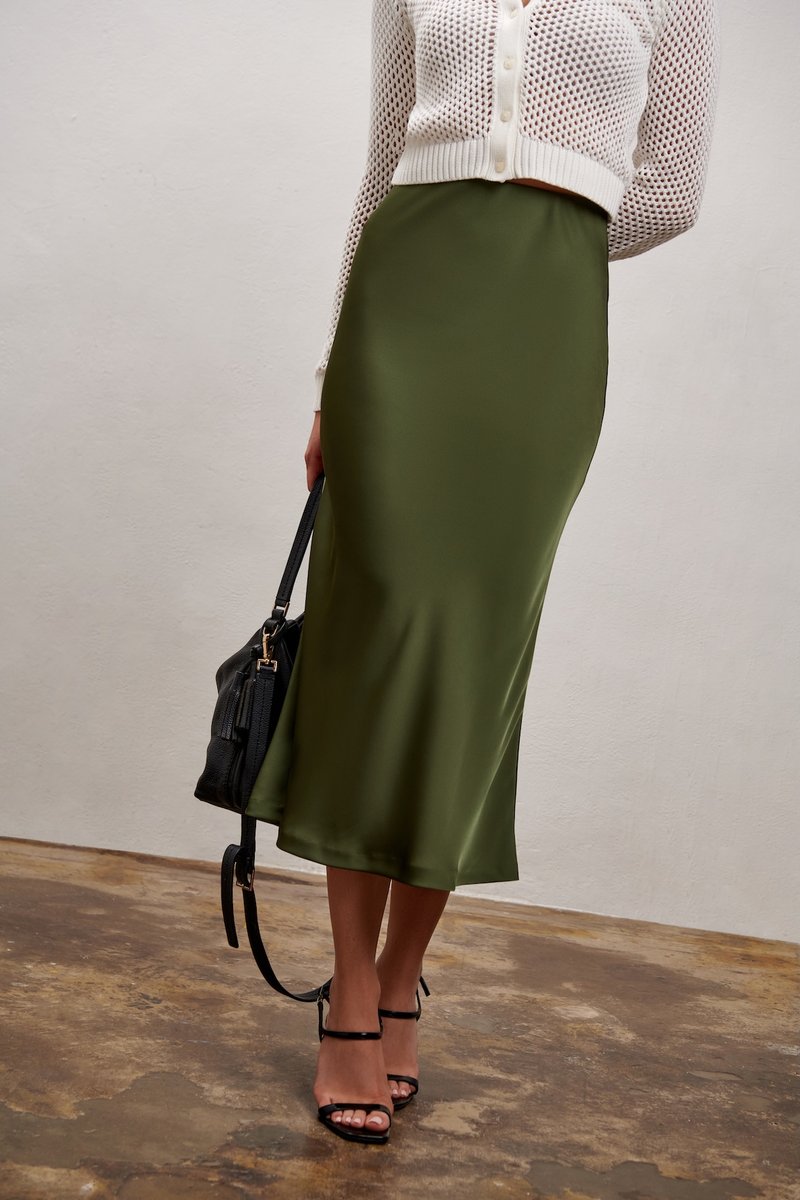 Olivia Slip Skirt - Olive Green