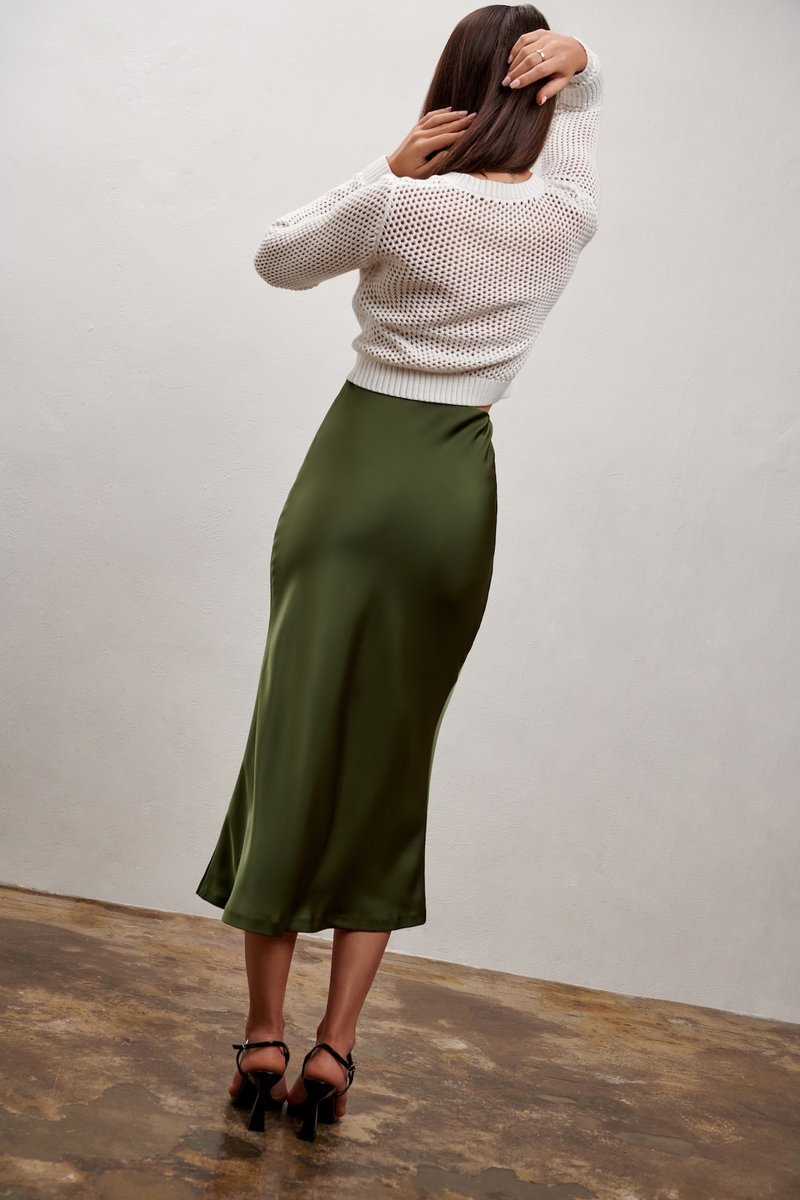 Olivia Slip Skirt - Olive Green