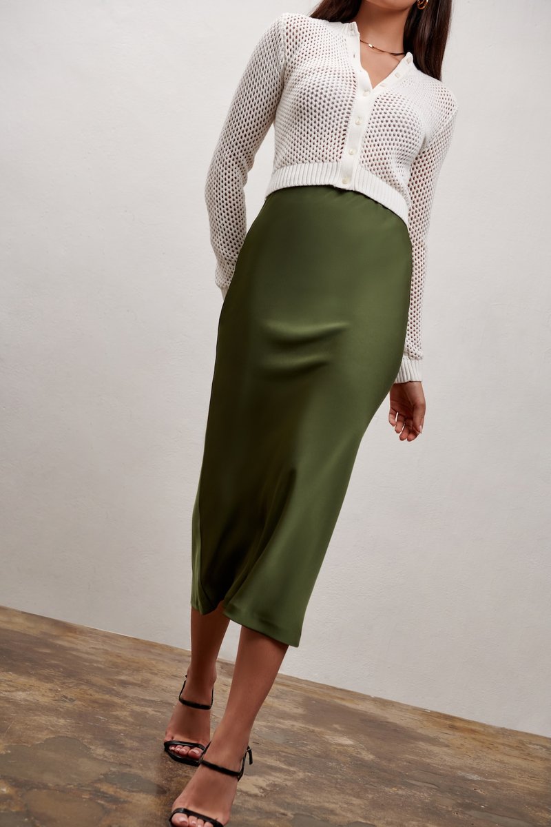 Olivia Slip Skirt - Olive Green