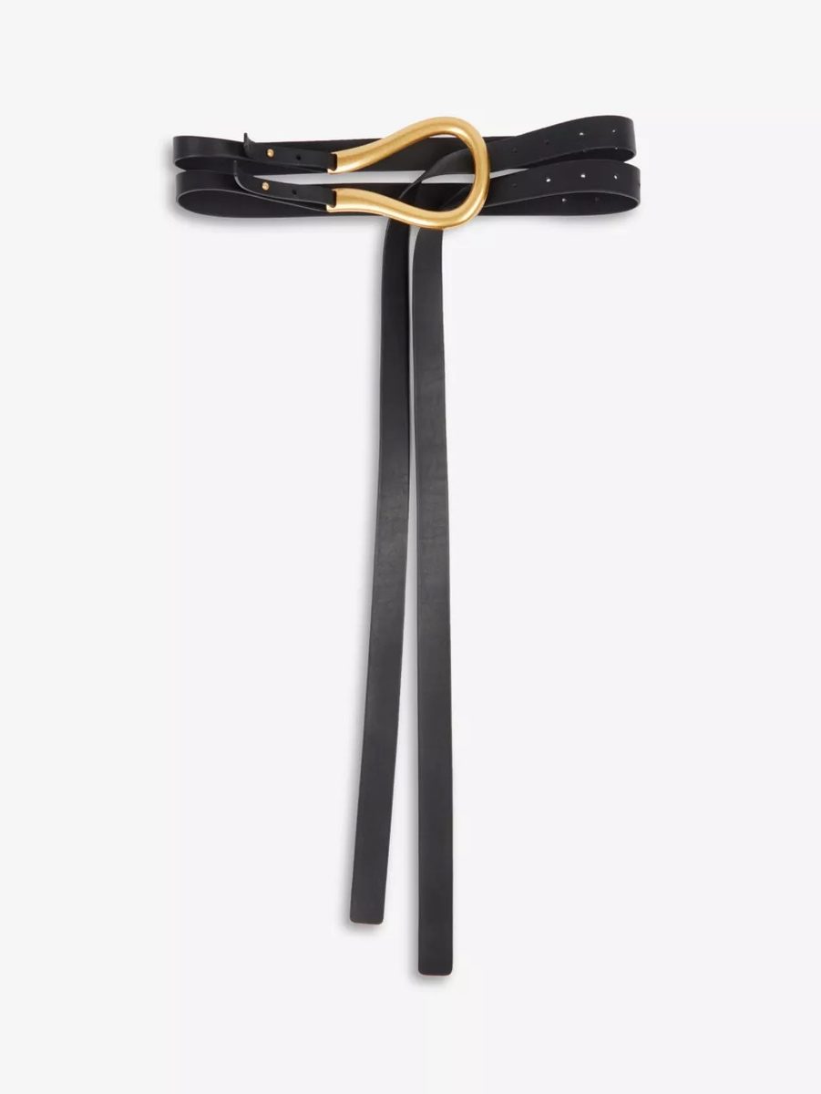 Bottega Veneta Horseshoe Buckle Double-Strap Belt – Black