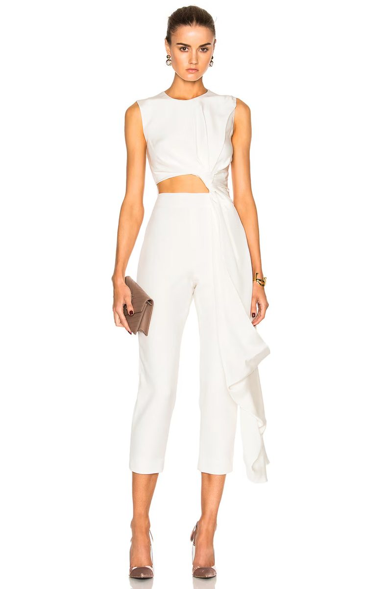 Roksanda Bridal Silk & Bonded Crepe Jumpsuit Ivory
