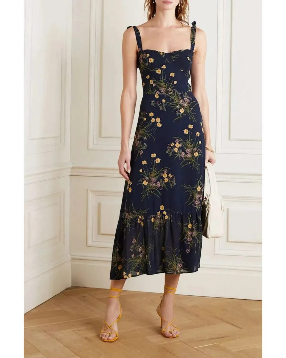 Navy Floral Reformation Dress