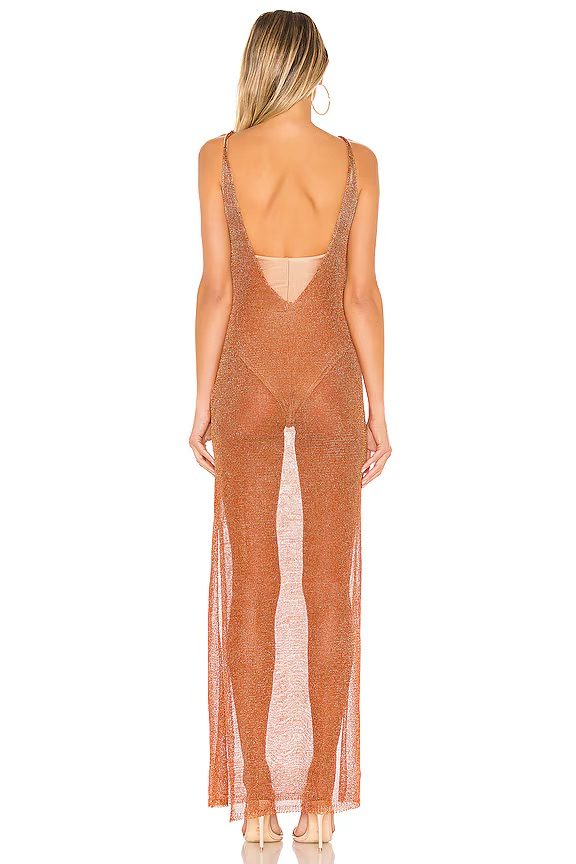 Superdown Nia Metallic Knit Maxi Dress – Copper
