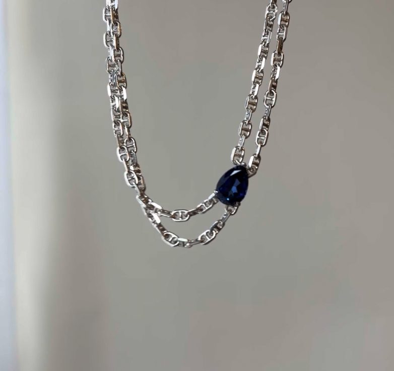 Pear Shaped Blue Sapphire Pendant