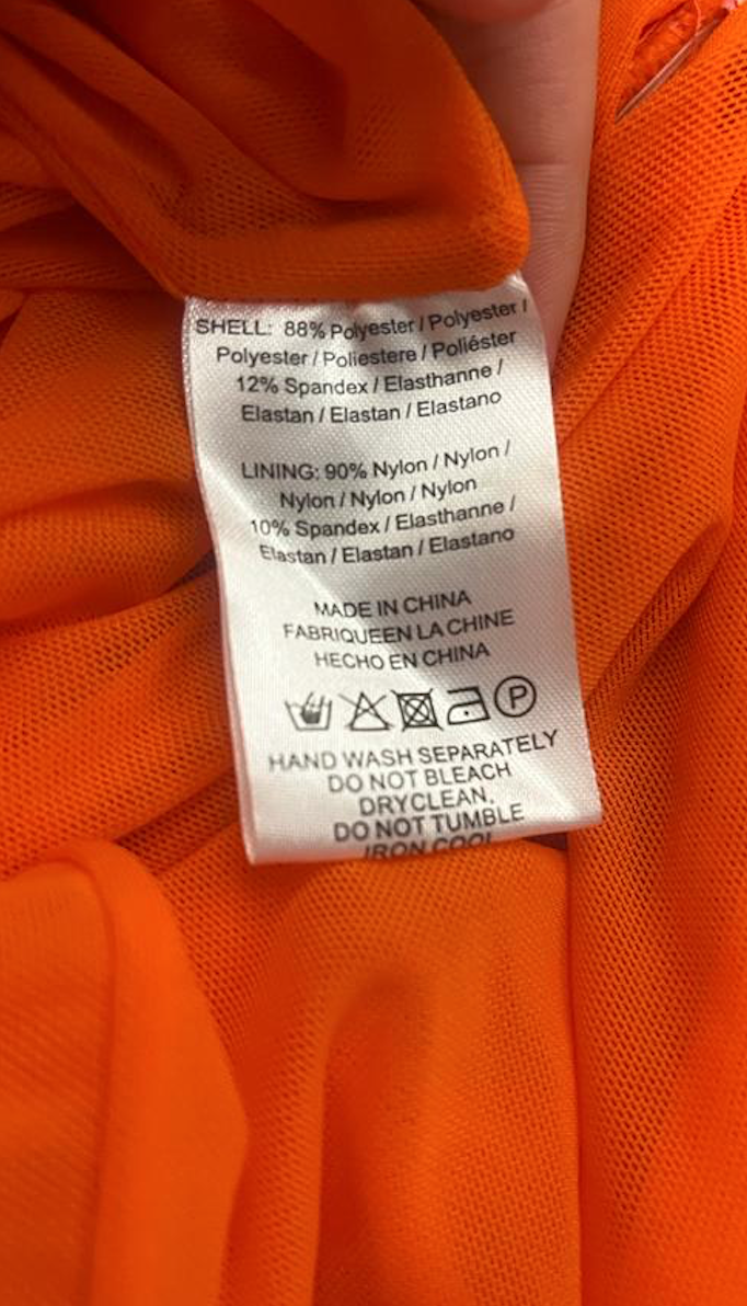 SAU LEE. Farrah ruched midi dress. Pink/Orange. Size US2/UK6