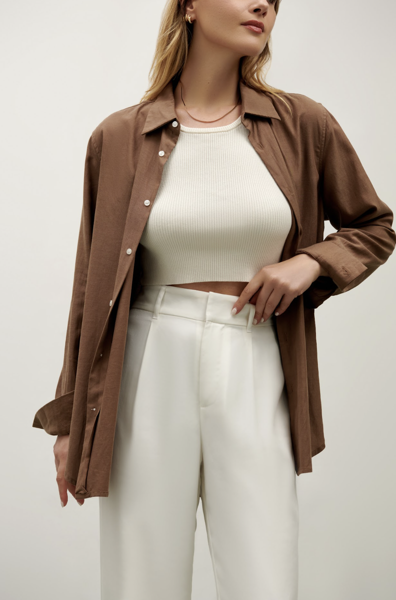 Avery Button Down - Chocolate Brown