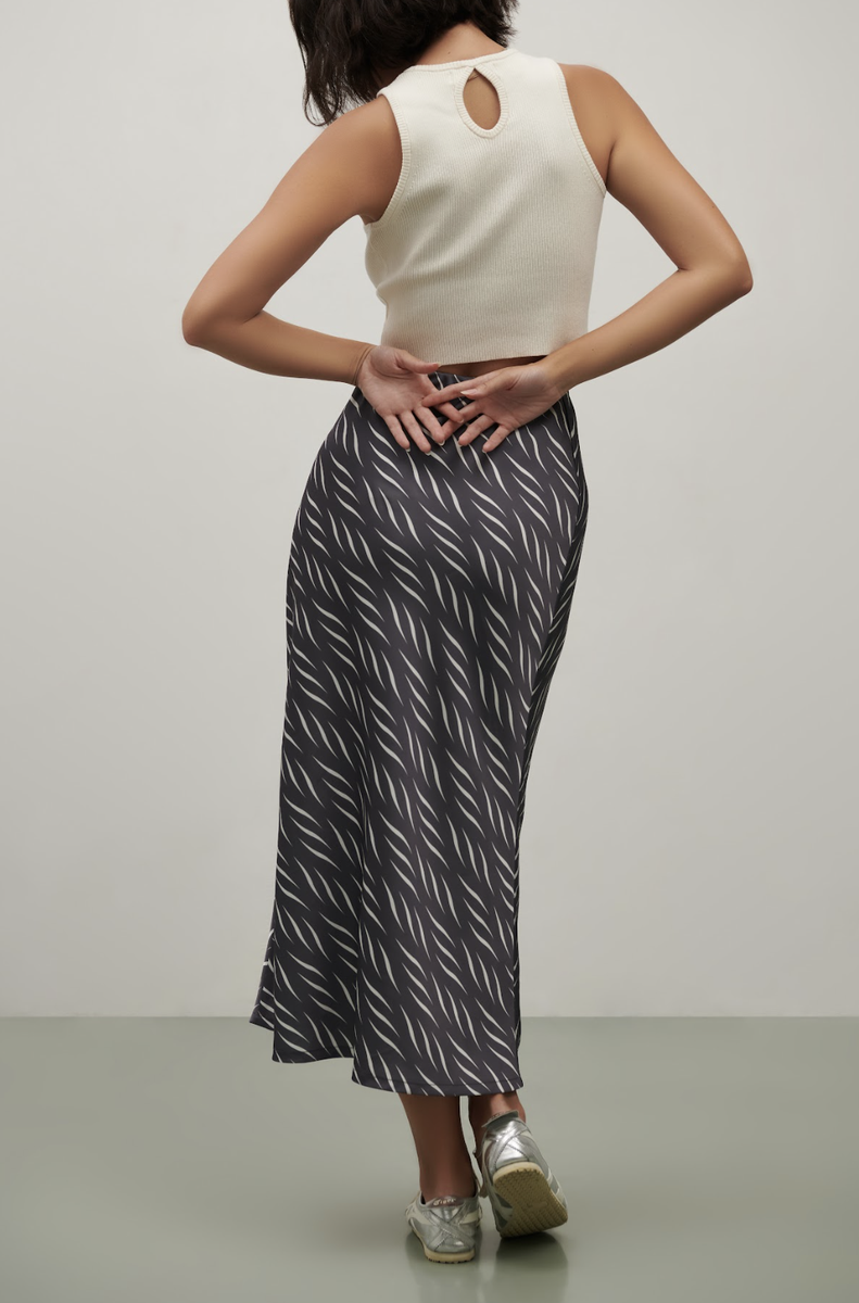 Olivia Slip Skirt - Grey Lines Grey