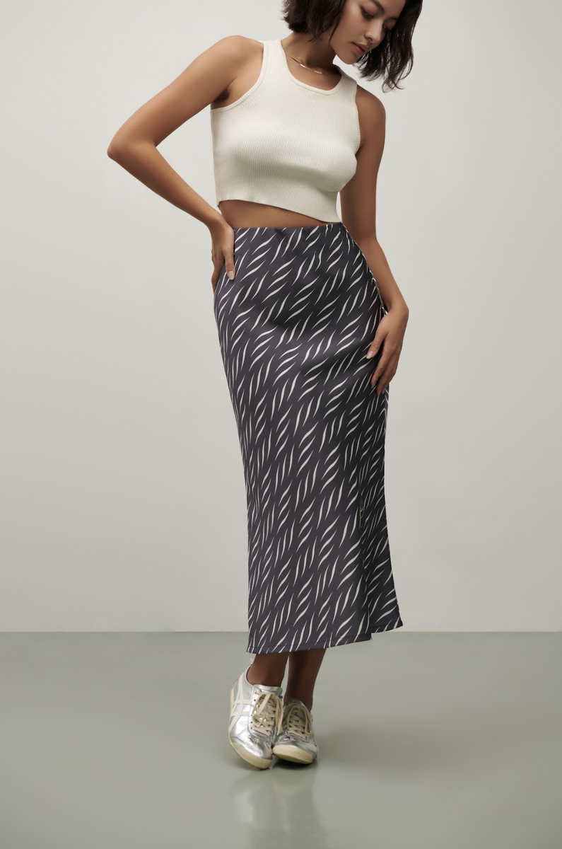 Olivia Slip Skirt - Grey Lines Grey