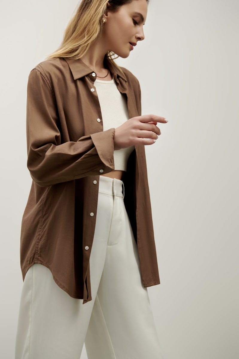 Avery Button Down - Chocolate Brown