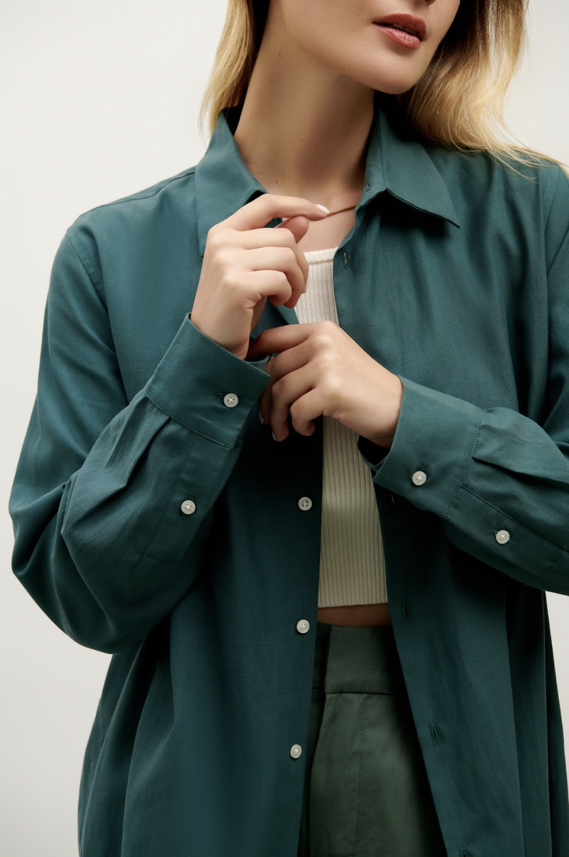 Avery Button Down - Evergreen Green