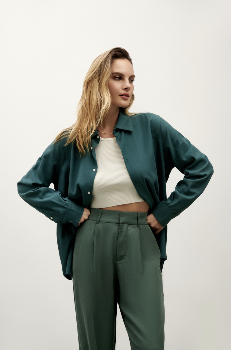 Avery Button Down - Evergreen Green