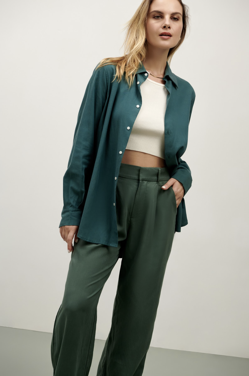 Avery Button Down - Evergreen Green