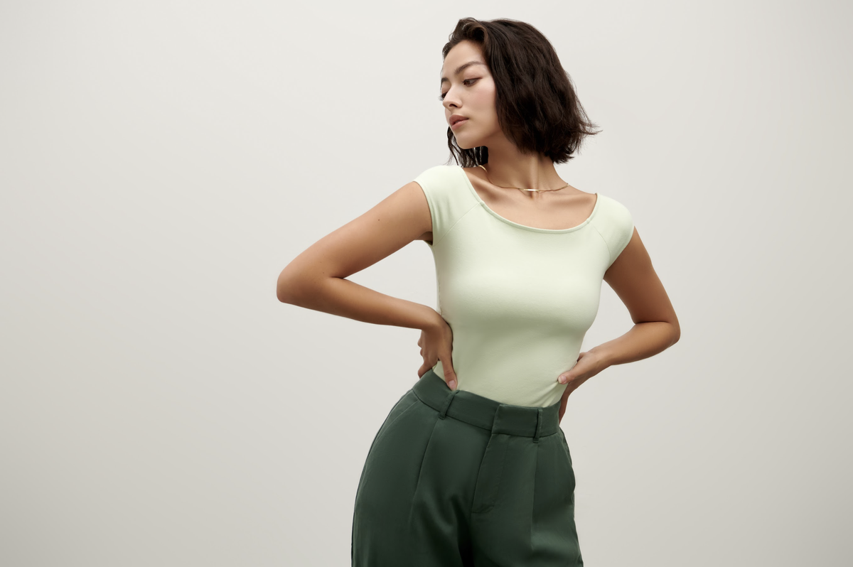 Brigitte Poised Top - Mint Black