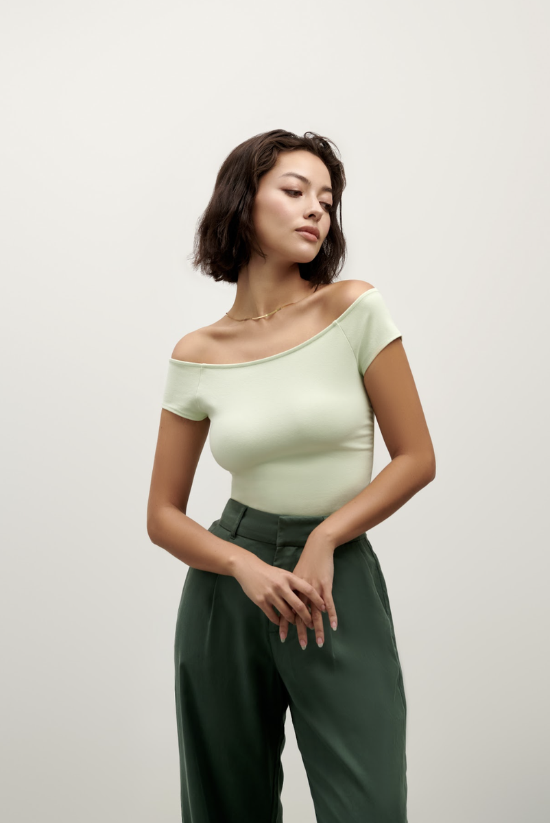 Brigitte Poised Top - Mint Black