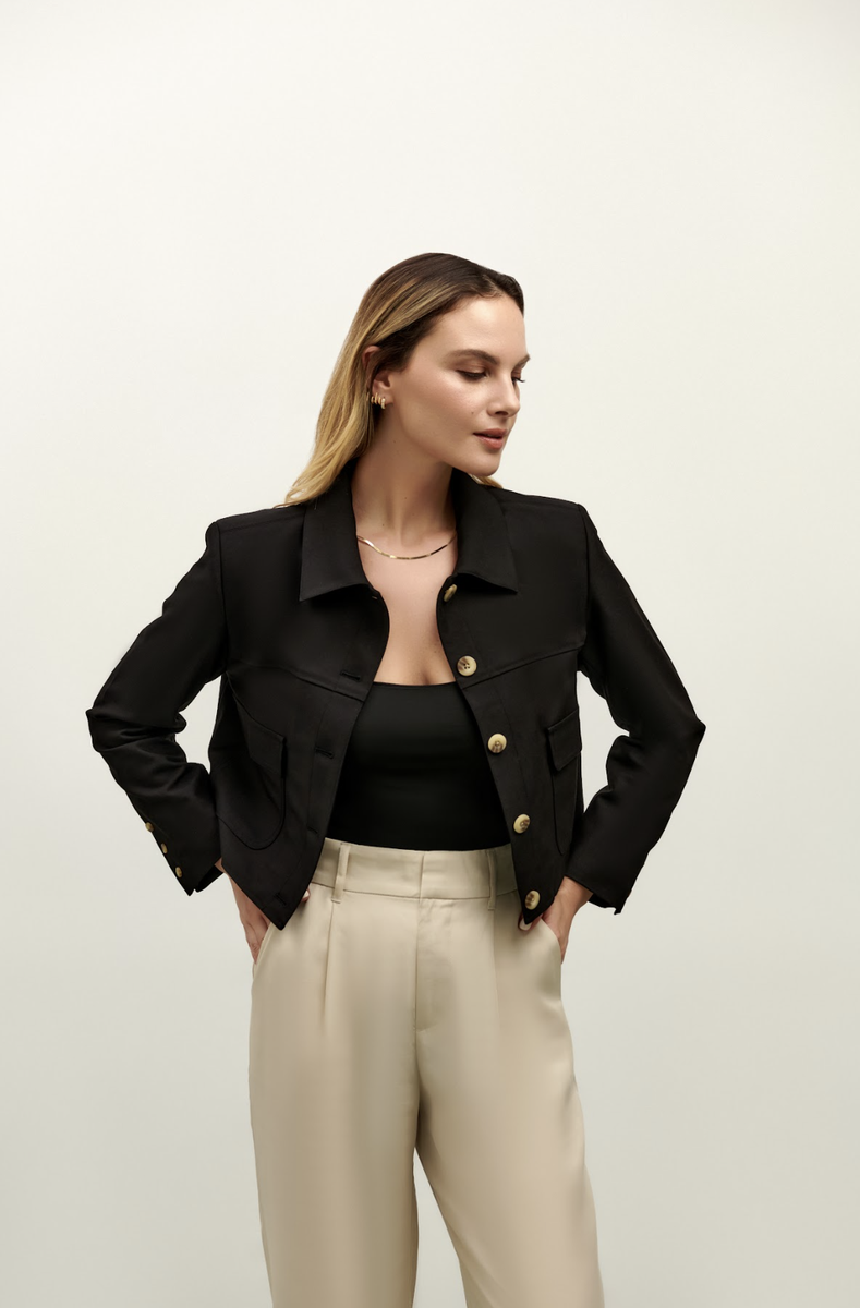 Elsie Cropped Jacket - Black