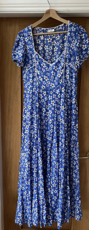 Blue Floral Midi-Dress