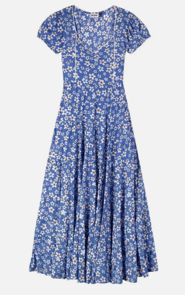 Blue Floral Midi-Dress