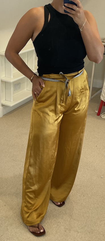 Saffron wide leg trousers with contrast belt