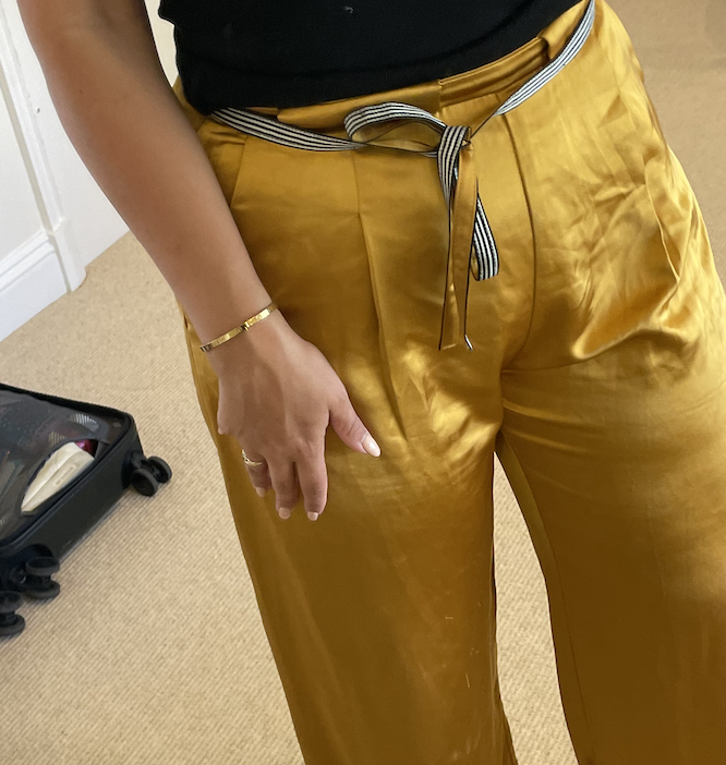 Saffron wide leg trousers with contrast belt