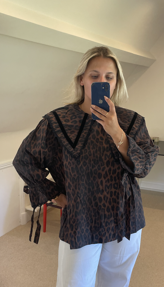 Damson Madder Candice Leopard Oversized Collar Shirt