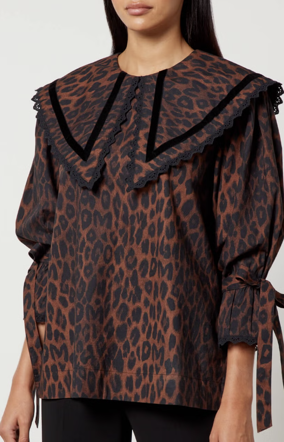 Damson Madder Candice Leopard Oversized Collar Shirt