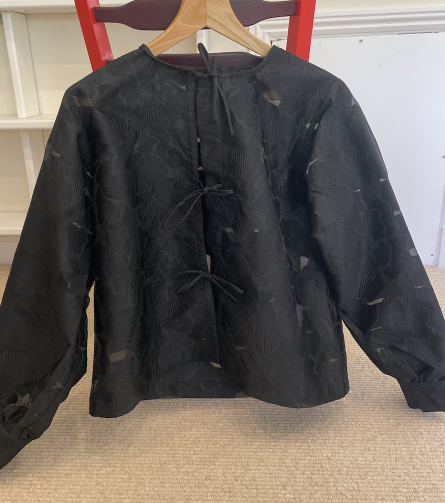 Semi-sheer Black Tie-front Blouse