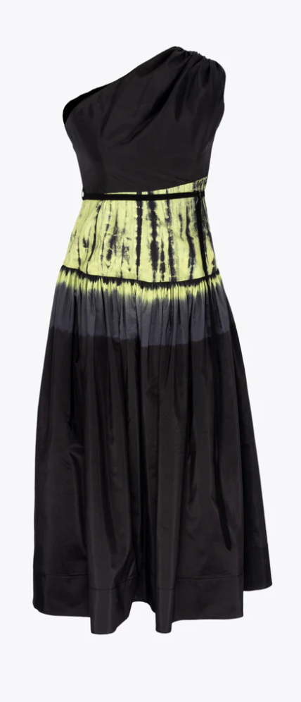 Moonray one-shoulder black and green dress