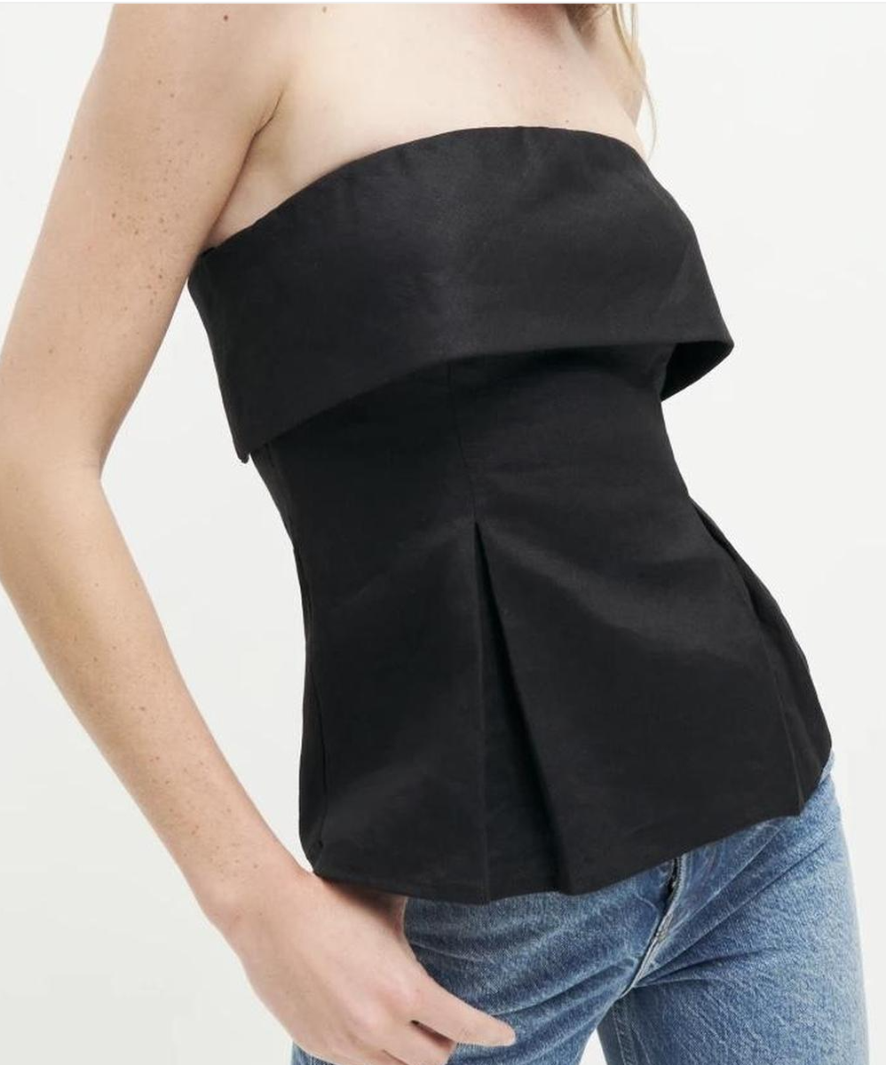 Daria Strapless Linen Top