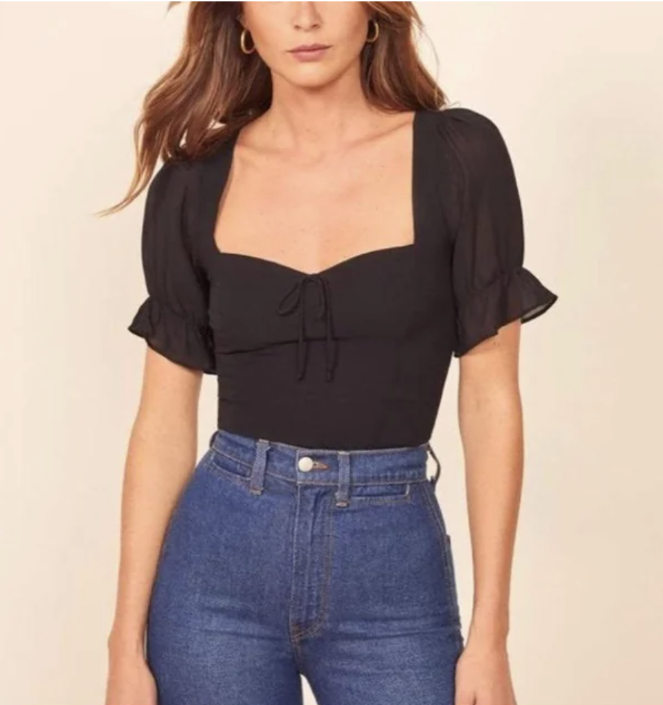 Delevan Black Viscose Top