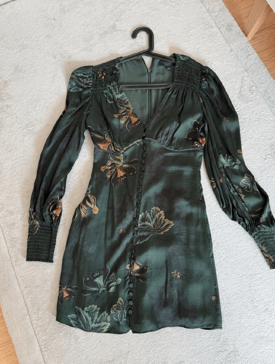 All Saints dark green long sleeved dress