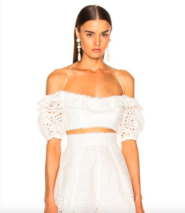 Zimmermann White Linen Off-Shoulder Top