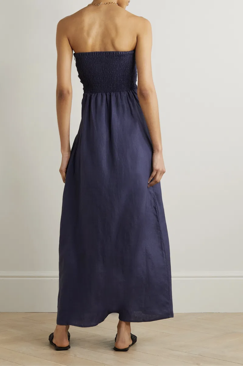 Das Flores Strapless Linen Maxi Dress