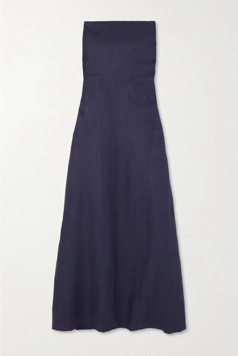 Das Flores Strapless Linen Maxi Dress