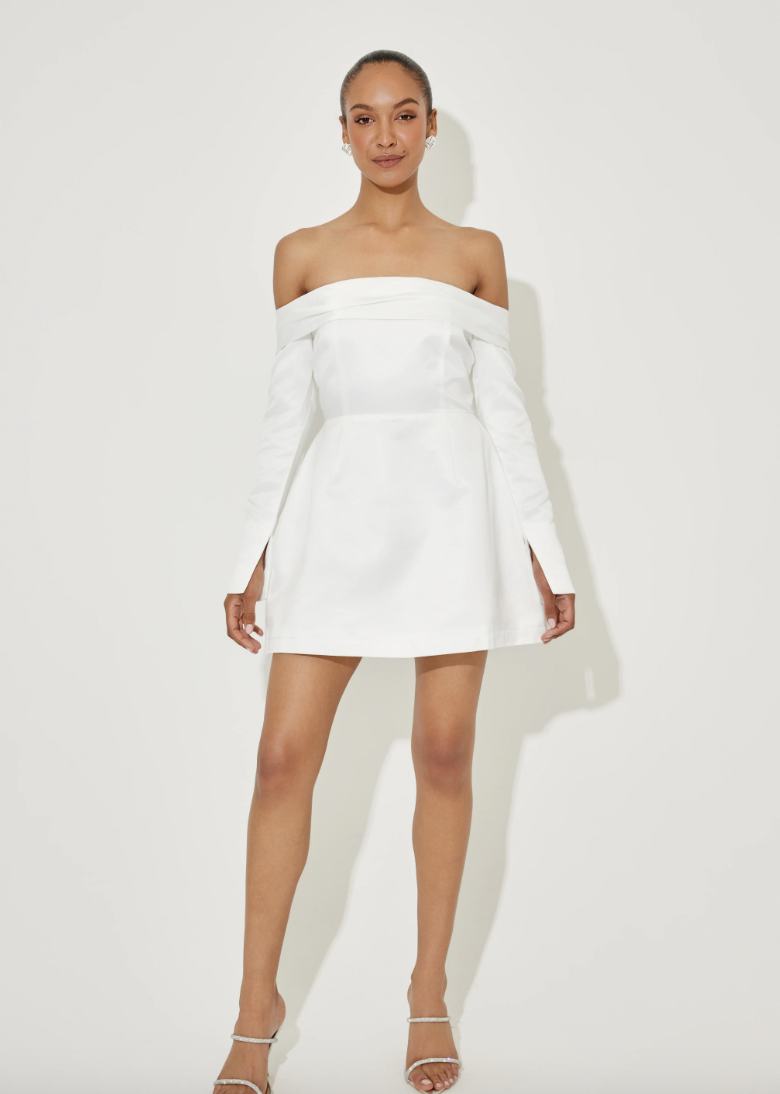 Off-shoulder White Mini Dress