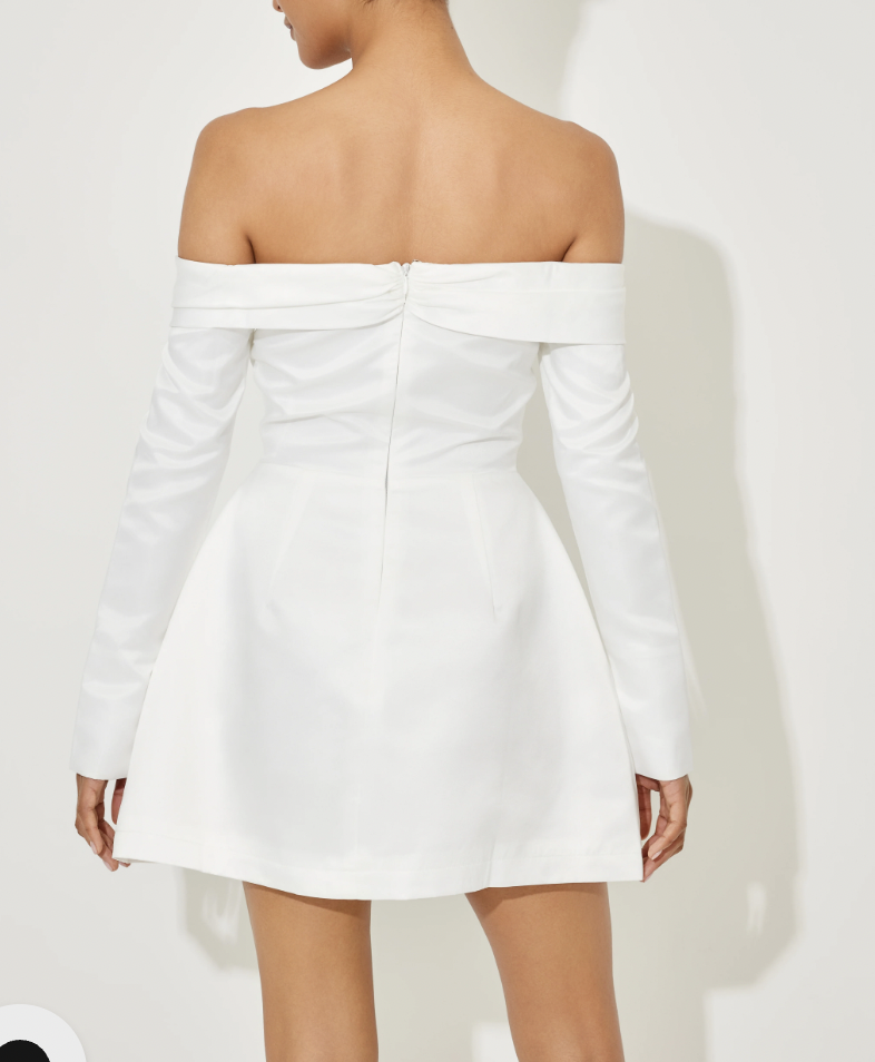 Off-shoulder White Mini Dress